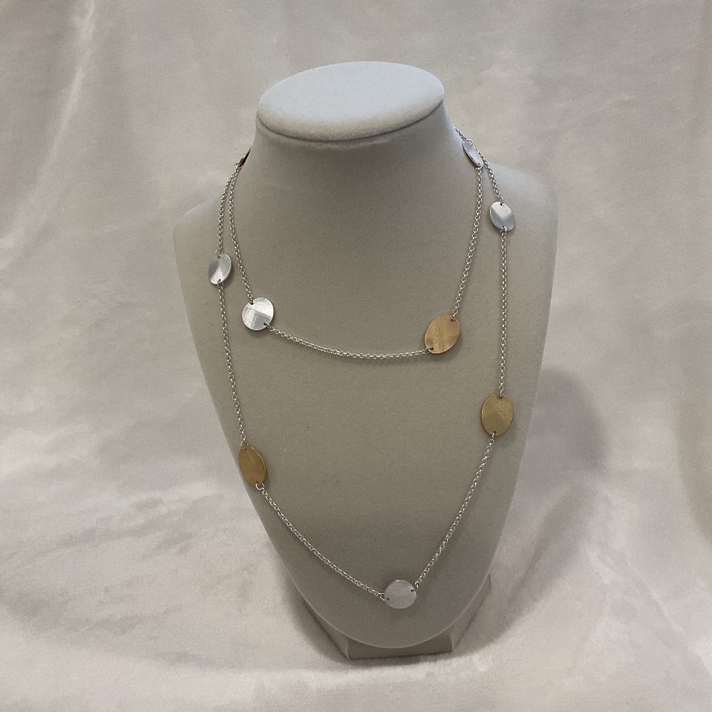 J. Jill silver and Gold Tone 38.5” Disc Necklace